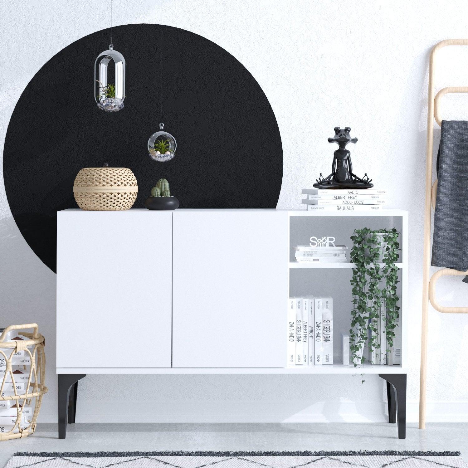Comoda Galaxy cu 2 usi si Rafturi, Alb, 120x80x40 cm – Alb Comoda Galaxy cu 2 usi si Rafturi, Alb, 120x80x40 cm – Alb