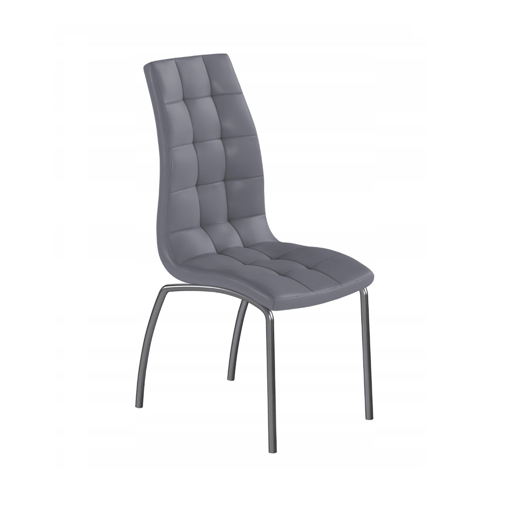 Scaun dining, piele ecologica gri, cadru metalic, 46x46x102 cm – Default Title