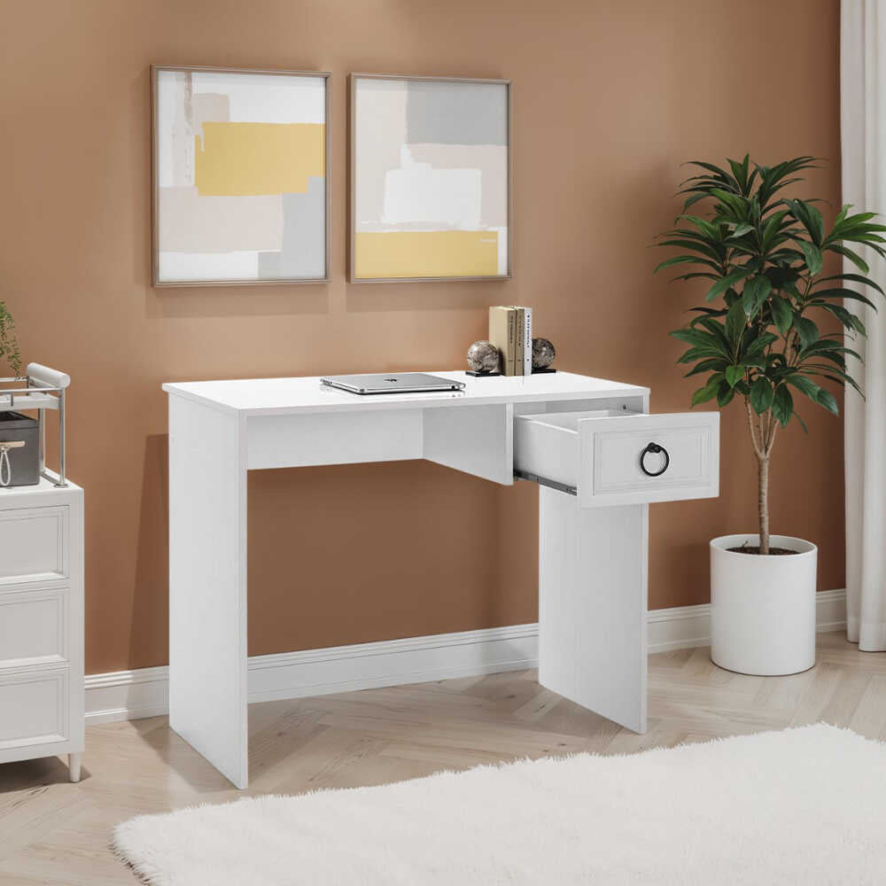 Birou CMS-1301-BB-1 Home Collection® Hampton, cu sertar, Alb, 90x75x51 cm – Alb