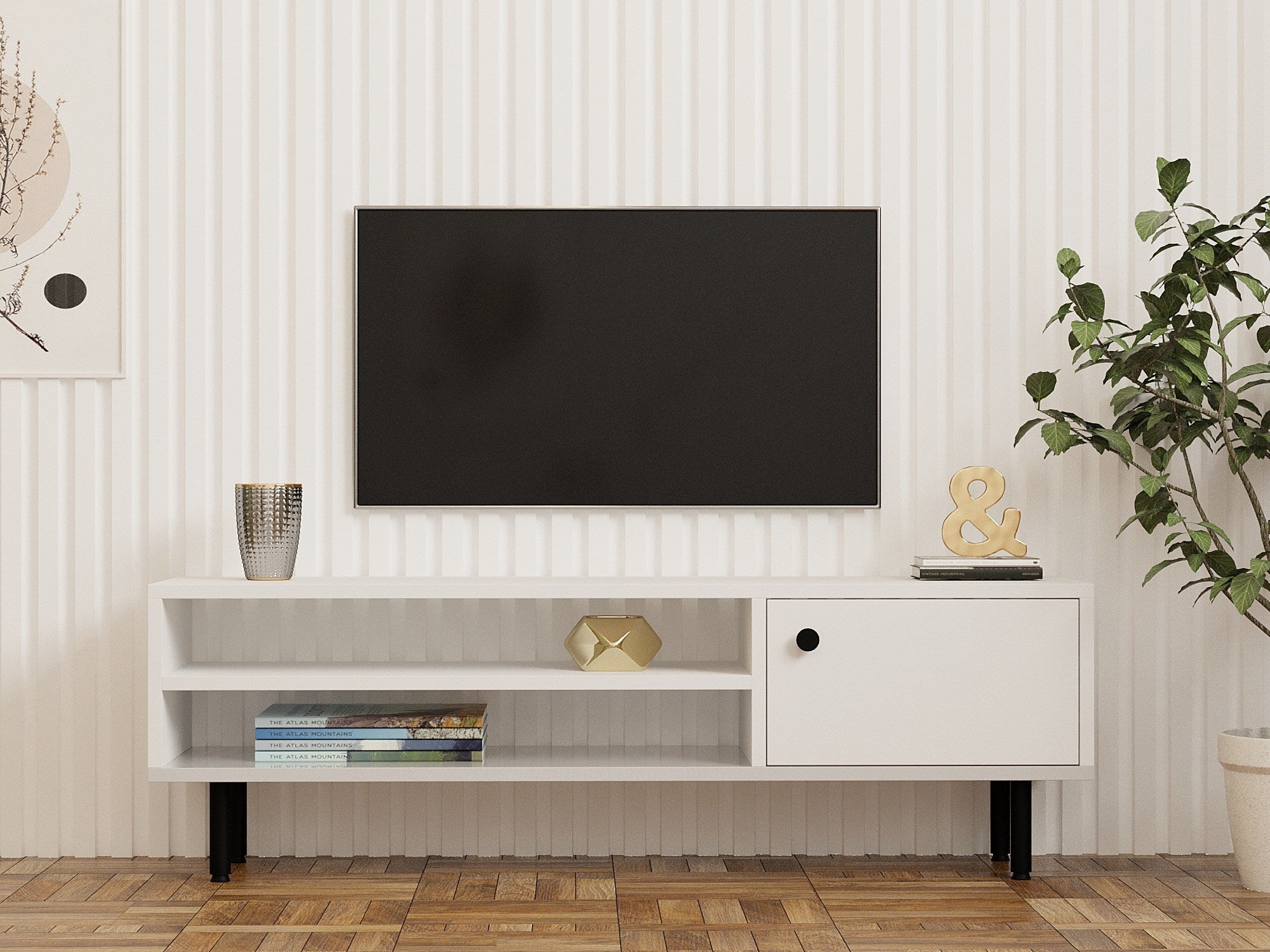 Comodă TV Avila, Diverse culori, 120x30x38 cm – Alb