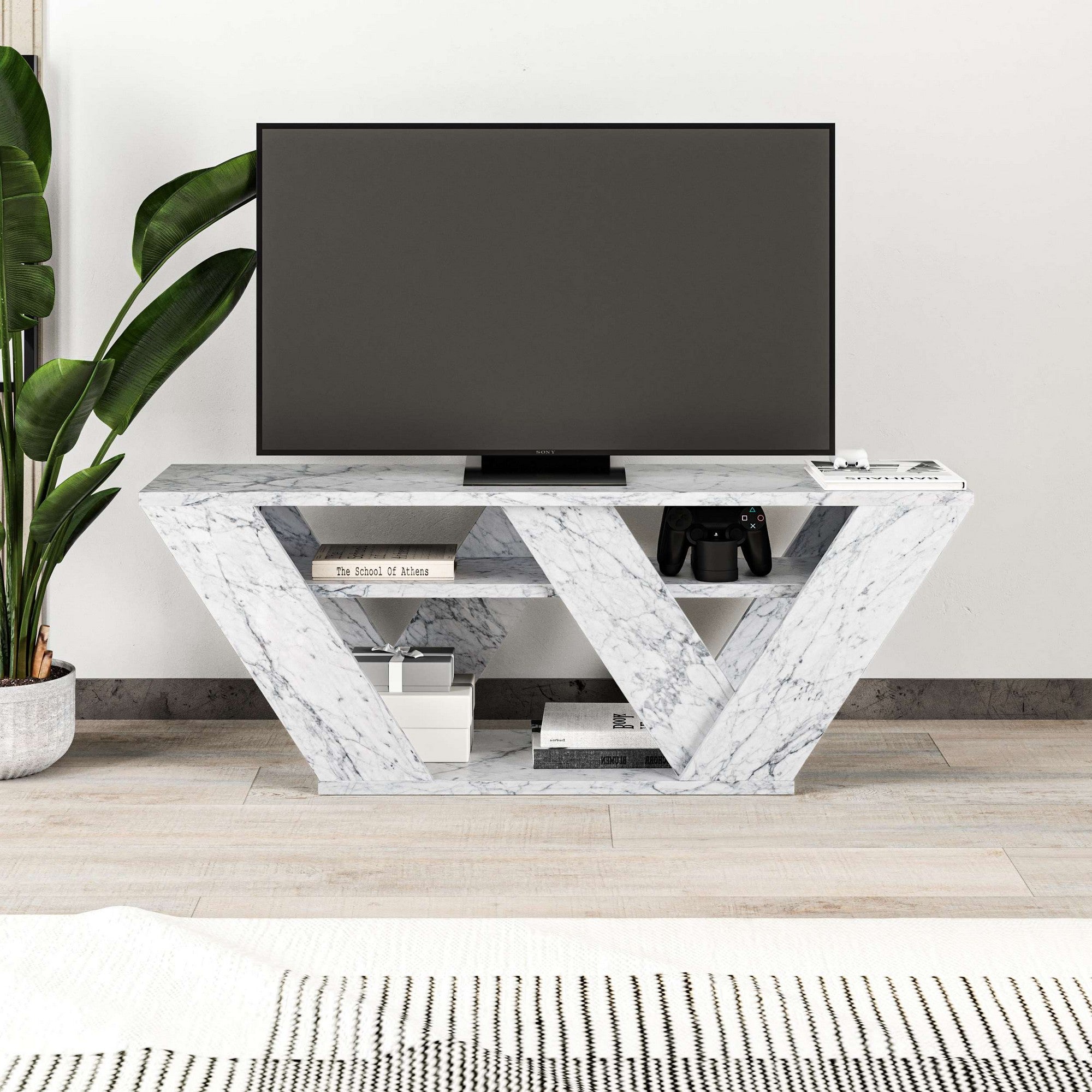 Comodă TV Pipralla, Diverse culori, 110x30x40 cm – Carrara marble Comodă TV Pipralla, Diverse culori, 110x30x40 cm – Carrara marble