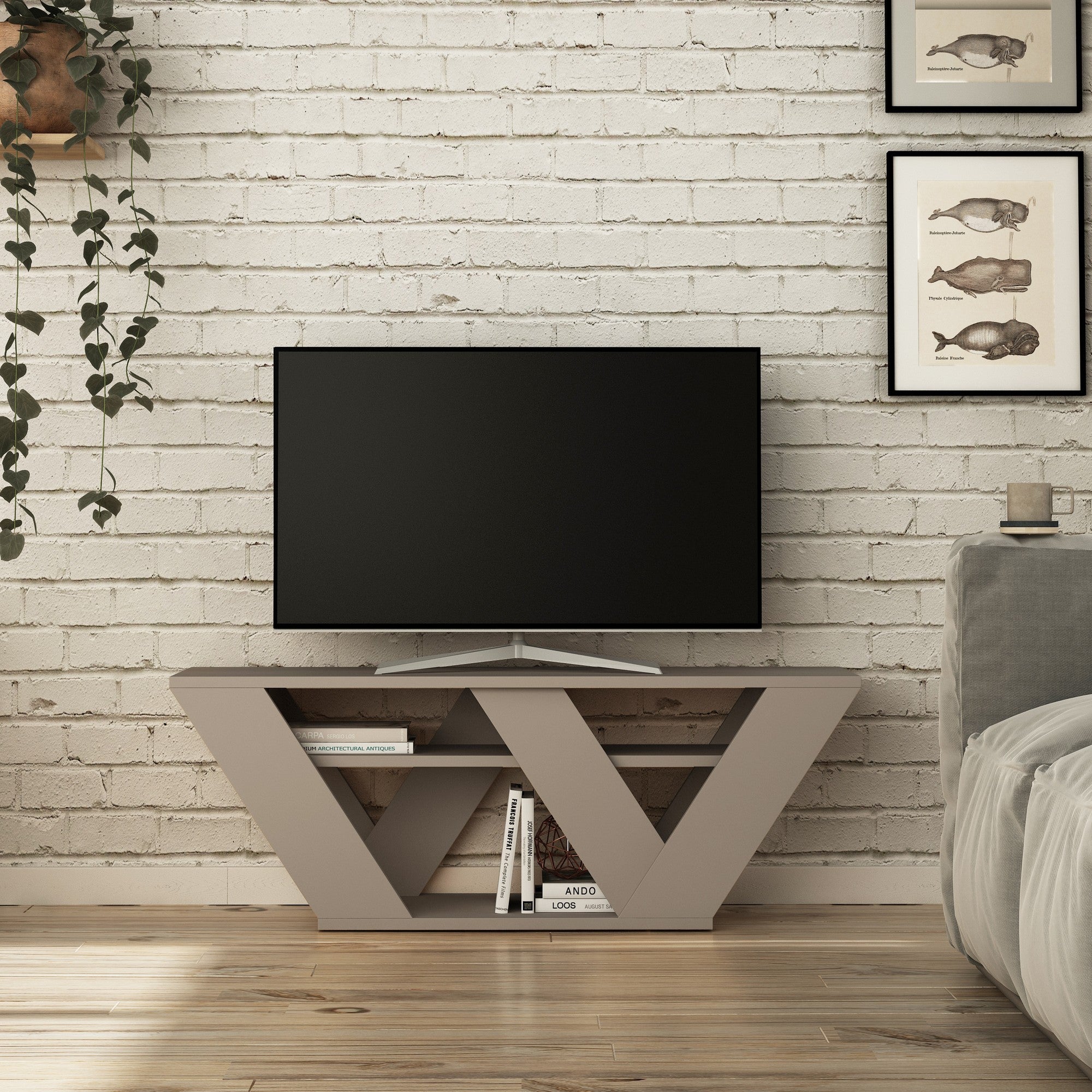 Comodă TV Pipralla, Diverse culori, 110x30x40 cm – Moca deschis Comodă TV Pipralla, Diverse culori, 110x30x40 cm – Moca deschis