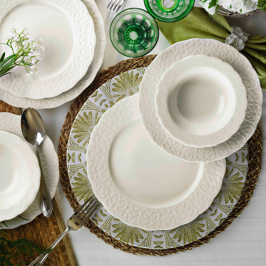 Serviciu de masă 24 bucăți BNIRM24Y200, Alb, 20x20x3 cm – Alb