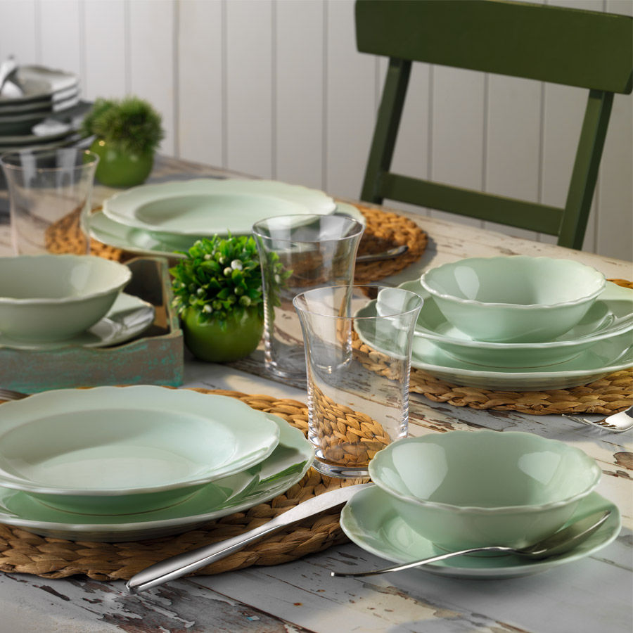 Serviciu de masă 24 bucăți LR24Y2142632, Verde, 20x20x2 cm – Verde Serviciu de masă 24 bucăți LR24Y2142632, Verde, 20x20x2 cm – Verde