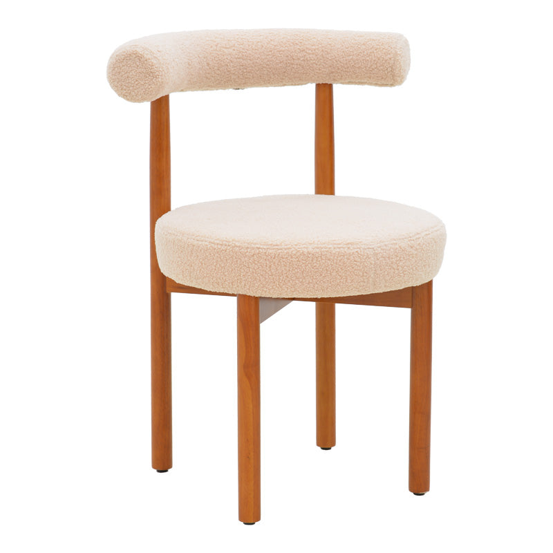 Scaun Comfortabil Fenza, tesatura Teddy Bej, Picioare Lemn, Fag Nuc, 60x54x75 cm – Bej