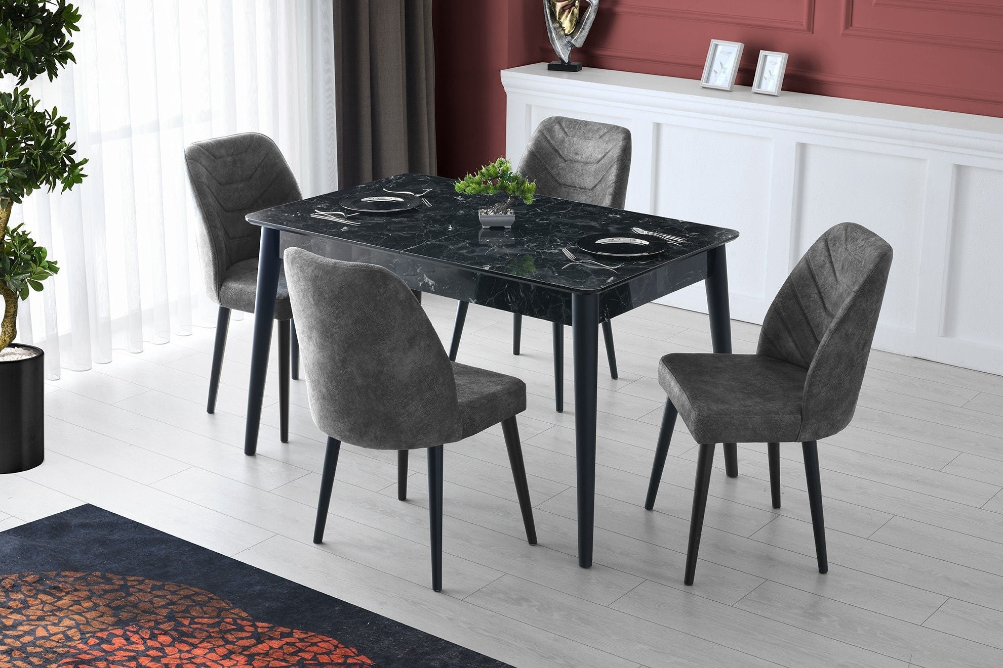 Set 2 scaune Dallas – 527 V2, Antracit, 50x49x90 cm – Antracit