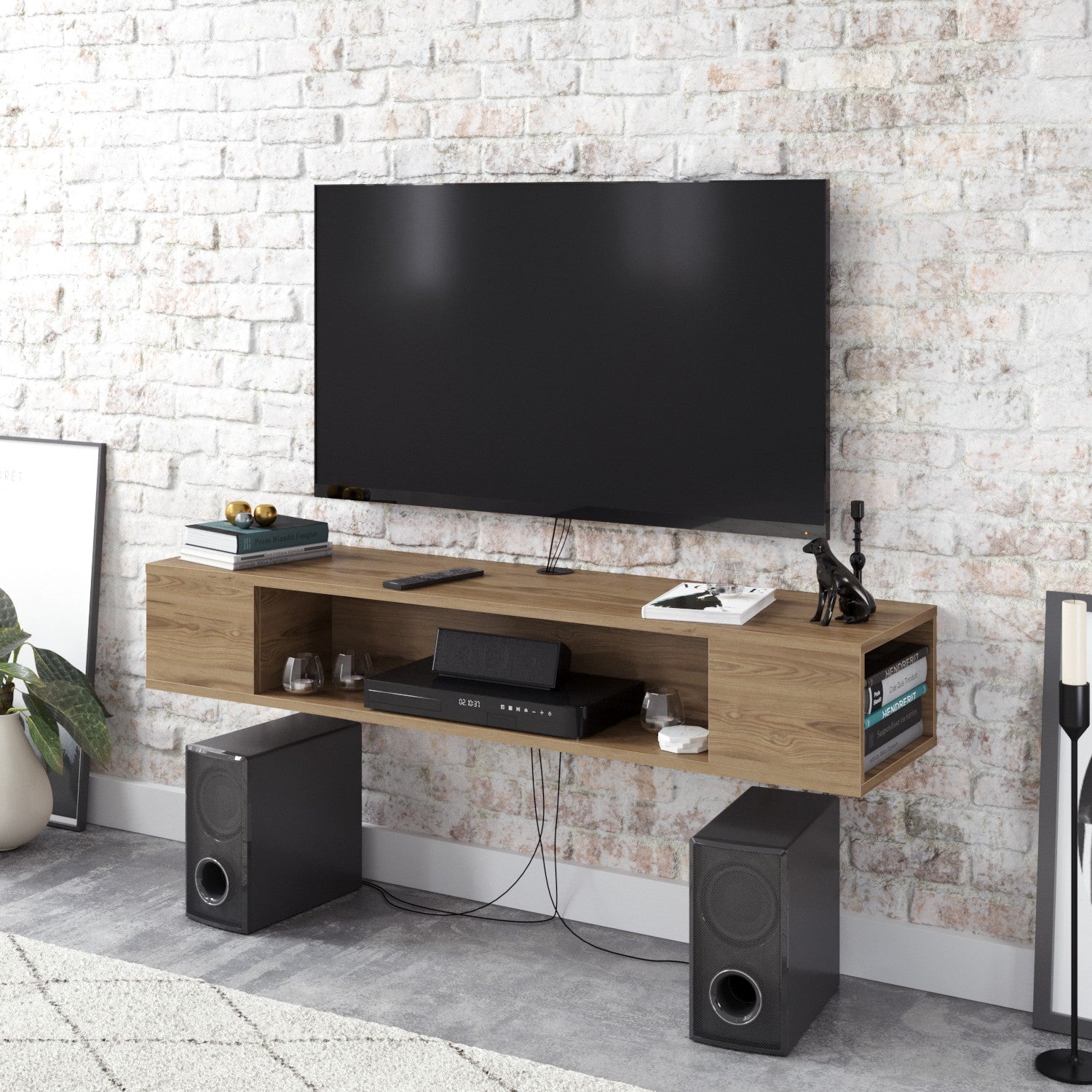 Comodă TV Peti, Diverse culori, 135x35x23 cm – Nuc Comodă TV Peti, Diverse culori, 135x35x23 cm – Nuc