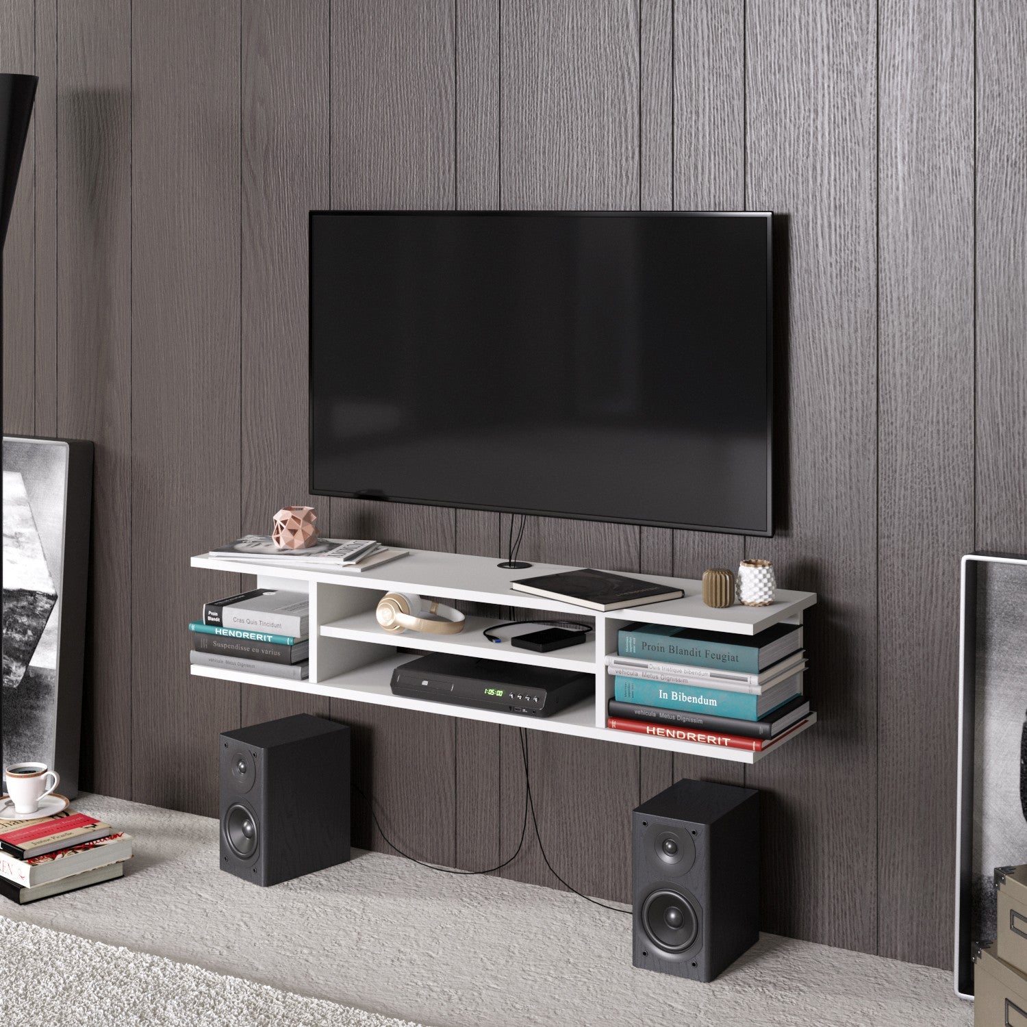 Comodă TV Pivot, Diverse culori, 120x30x23 cm – Alb Comodă TV Pivot, Diverse culori, 120x30x23 cm – Alb