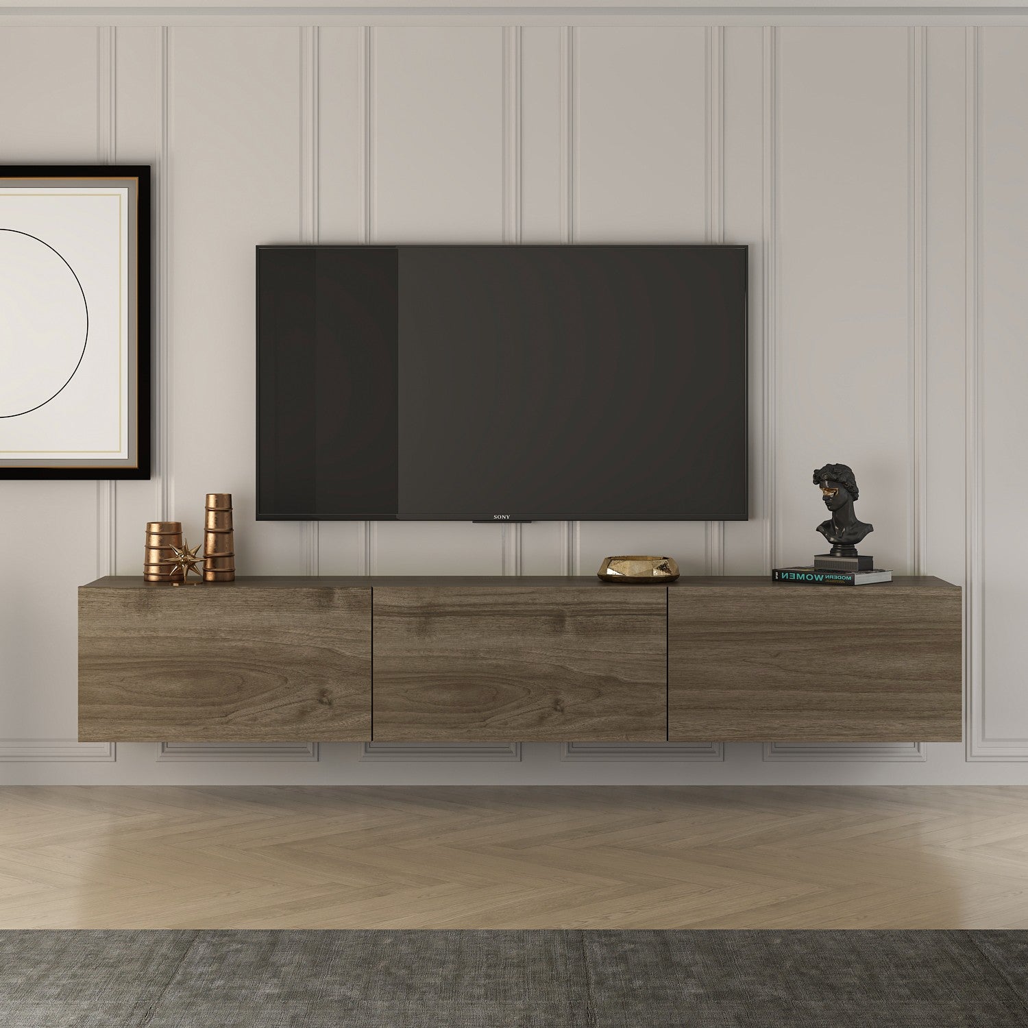 Comodă TV West, Diverse culori, 150x32x30 cm – Nuc