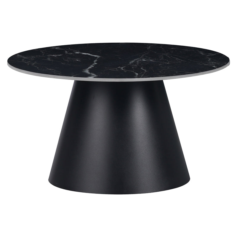 Masuta de cafea Fabrin neagra din piatra sinterizata si metal, negru, 70x70x40 cm – Negru
