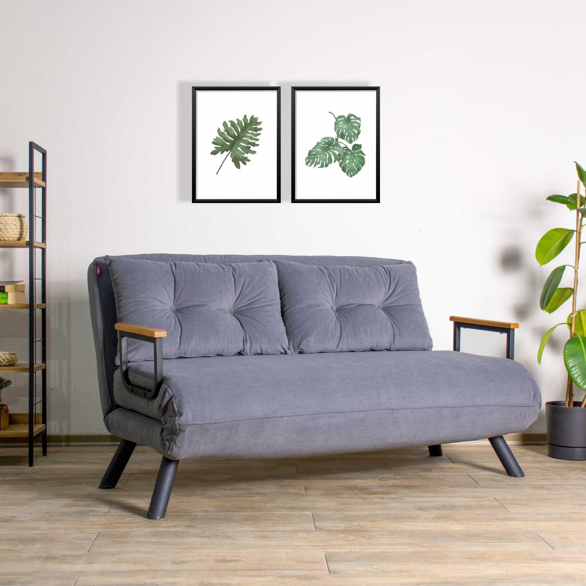 Canapea extensibilă 2 locuri Micic, Diverse culori, 133x50x41 cm – Gri deschis