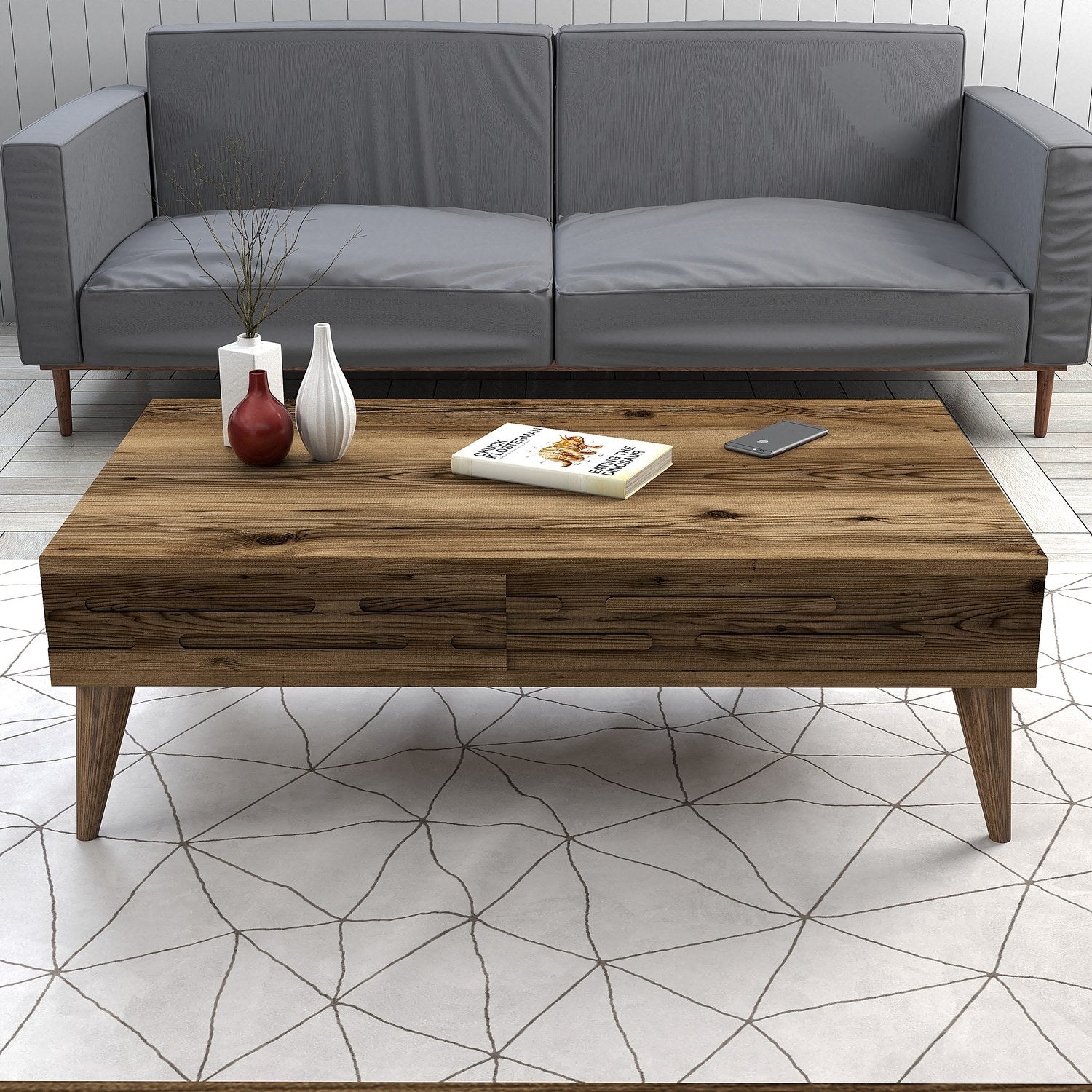 Măsuță de cafea Valensiya, Diverse culori, 105x60x35 cm – Nuc