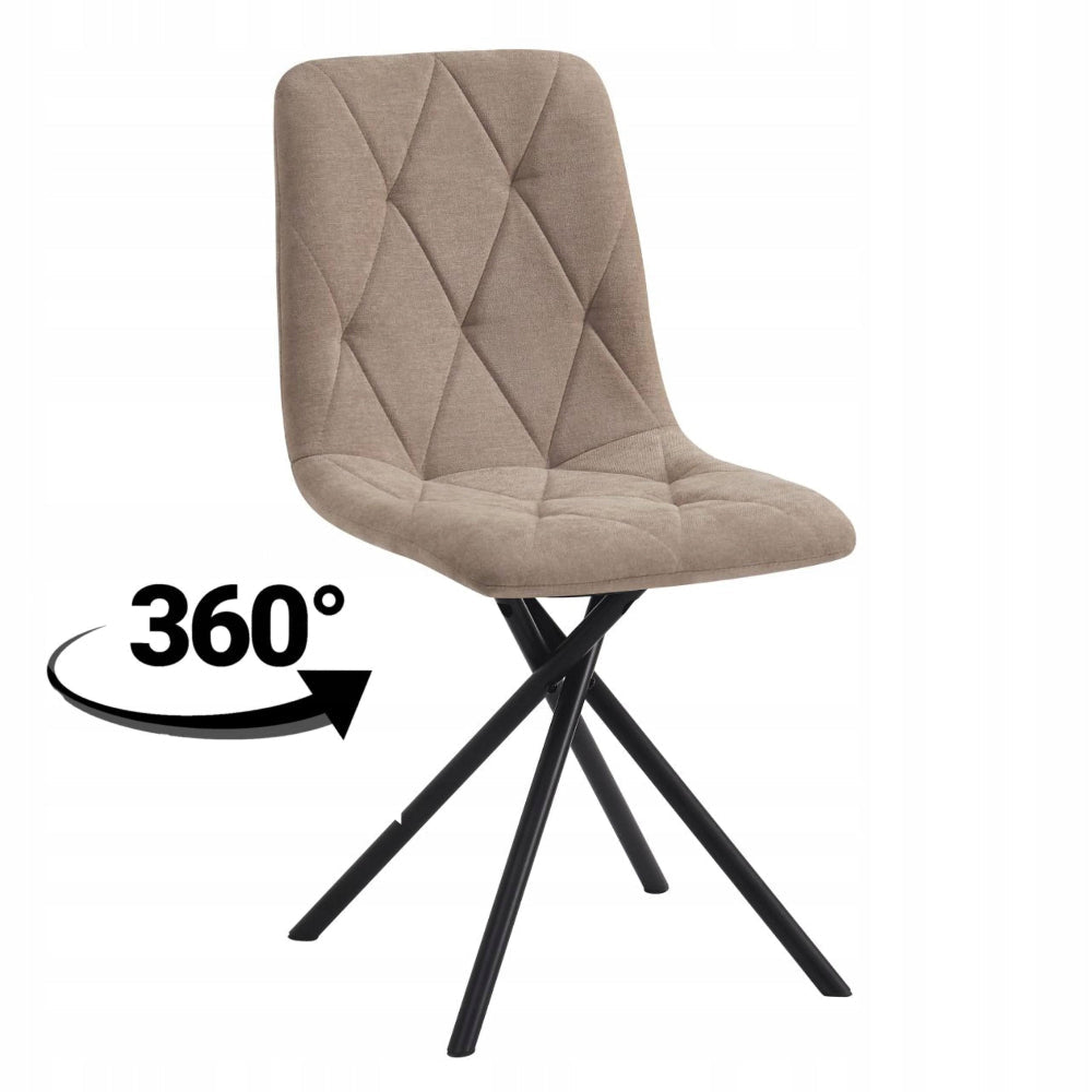 Scaun tapitat rotativ 360°, tesatura cappucino, picioare metalice tip cruce, pentru living si dining, 88 cm – Default Title