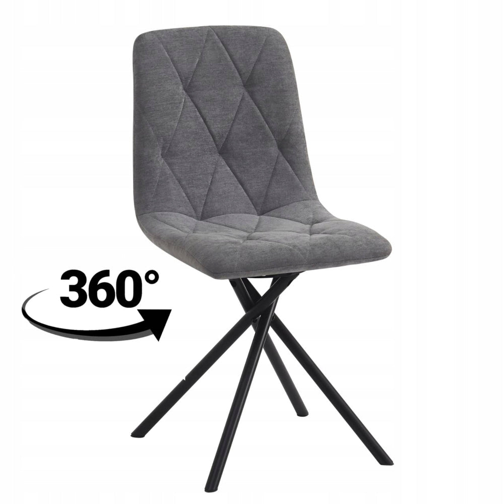 Scaun tapitat rotativ 360°, tesatura gri antracit, picioare metalice tip cruce, pentru living si dining, 88 cm – Default Title