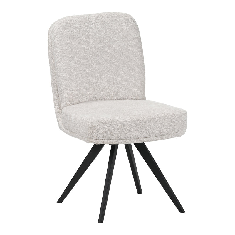 Scaun rotativ cu funcție ajustabilă, Stil Modern, Material stofă boucle albă, Picioare metalice, negre, 66x50x90 cm – BLACK-WHITE