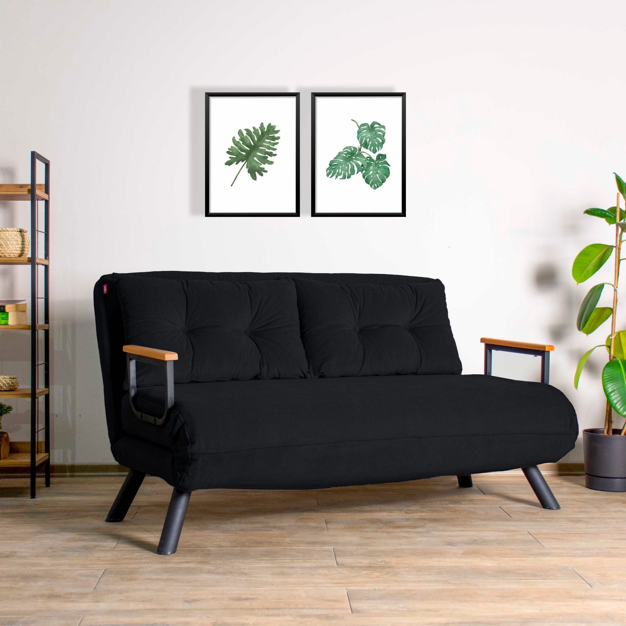 Canapea extensibilă 2 locuri Sando, Diverse culori, 133x50x41 cm – Negru