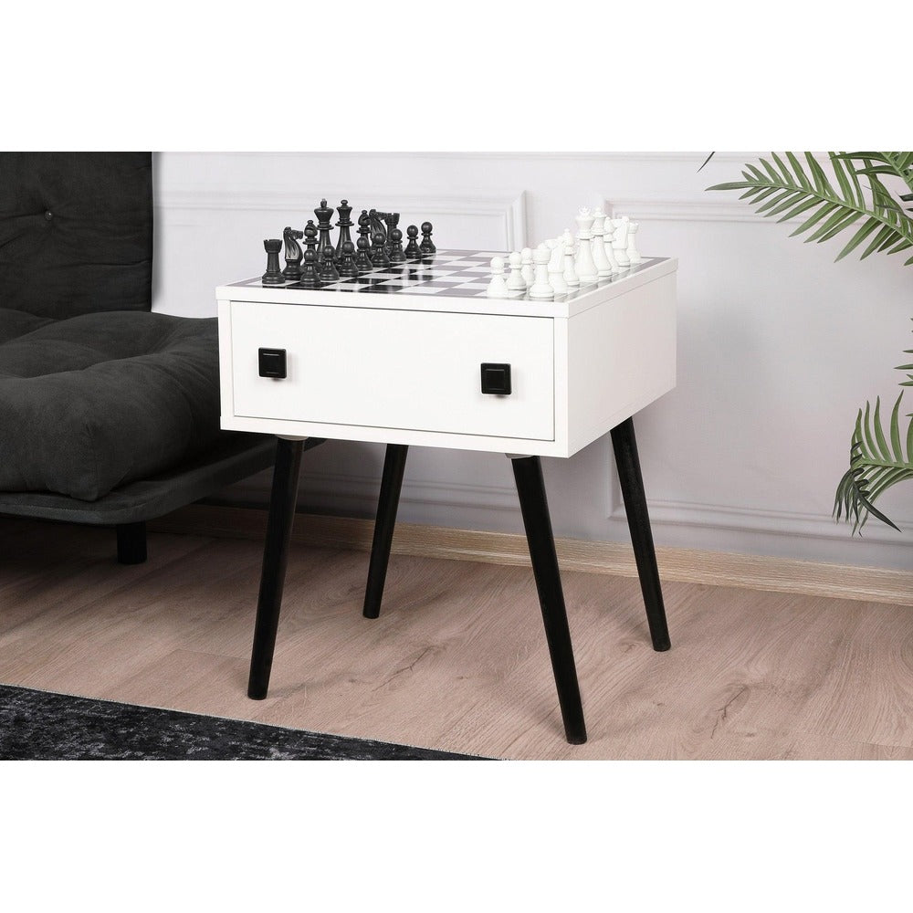 Masuta de cafea cu Design de Masa Sah, White, Alb, 50x60x50 cm – Alb Masuta de cafea cu Design de Masa Sah, White, Alb, 50x60x50 cm – Alb