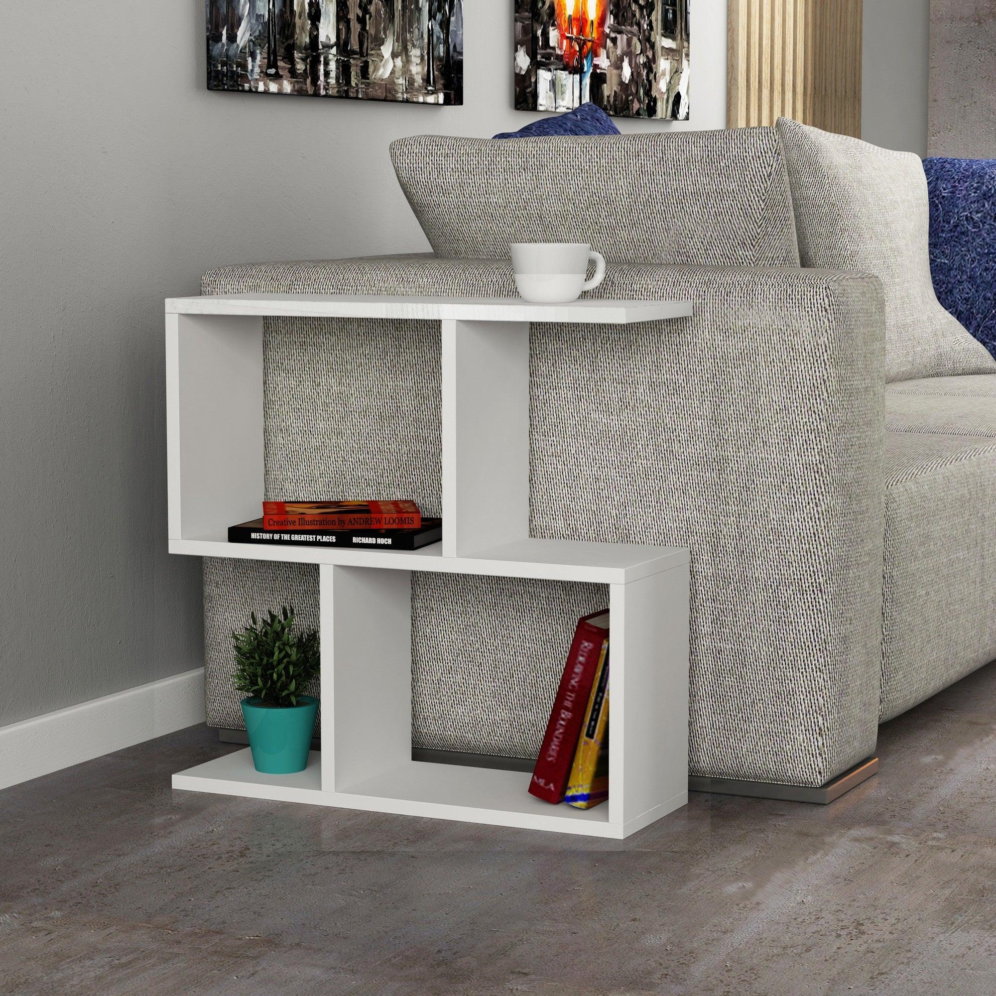 Masuta de Cafea Lateral Modern, Alb – Gri, 20x60x60 cm – Alb Masuta de Cafea Lateral Modern, Alb – Gri, 20x60x60 cm – Alb
