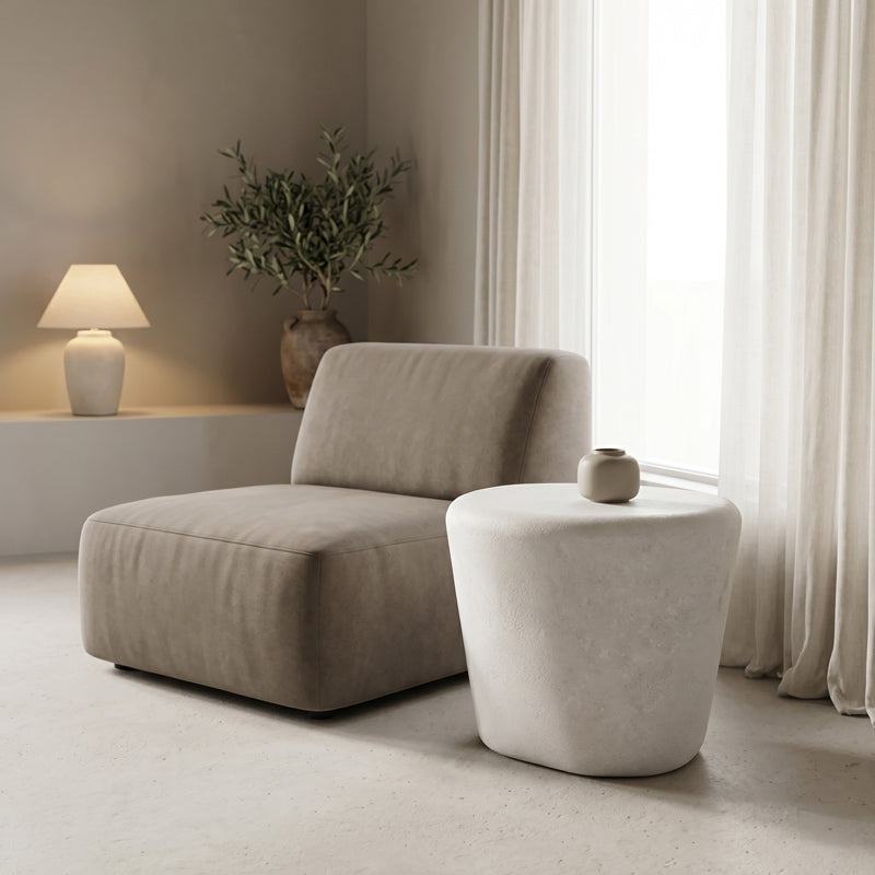 Masuta de cafea Fedris, MDF, Alb, D56x45 cm – Alb