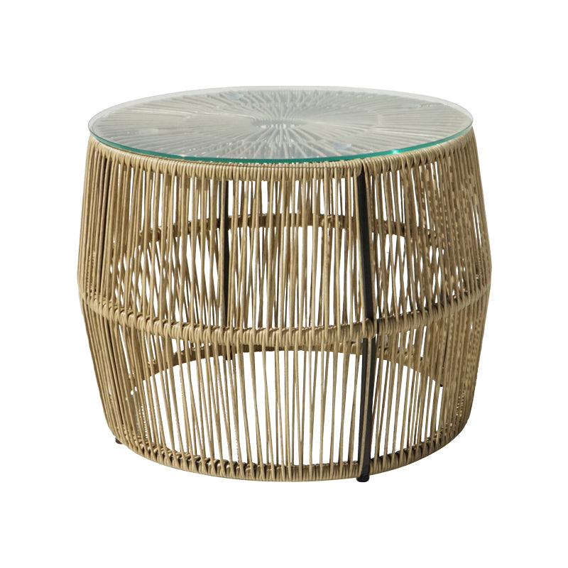 Măsuță rotundă Adela cu blat din sticlă și bază din răchită, Răchită și Sticlă, Natur, 47×38 cm – Natur Măsuță rotundă Adela cu blat din sticlă și bază din răchită, Răchită și Sticlă, Natur, 47×38 cm – Natur