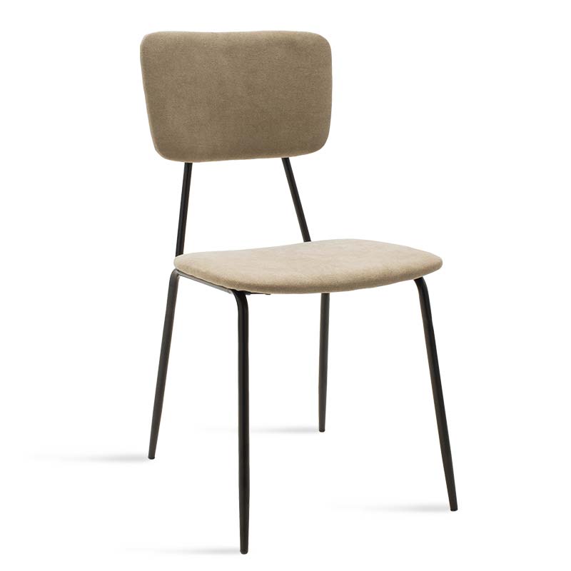 Scaun Tania, stofa si metal, 43x53x84 cm – Bej