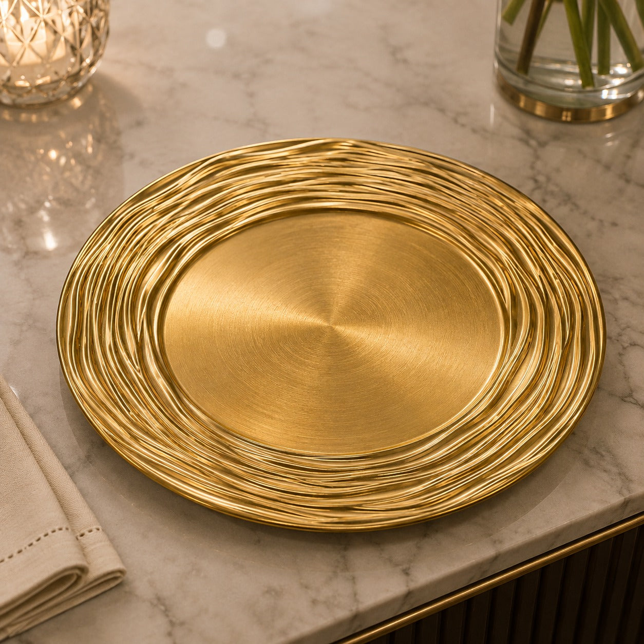 Set 6 farfurii decorative elegante pentru masa din Abs, diametru 33 cm