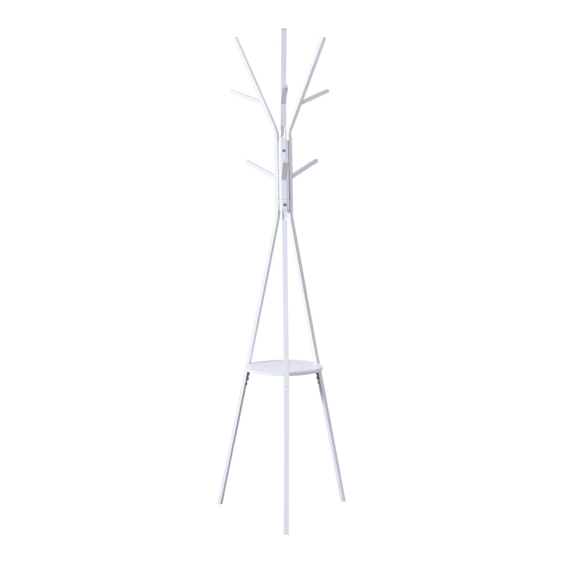 Cuier metalic Denner, Metal, Alb – Negru, 48x48x180 cm – Alb