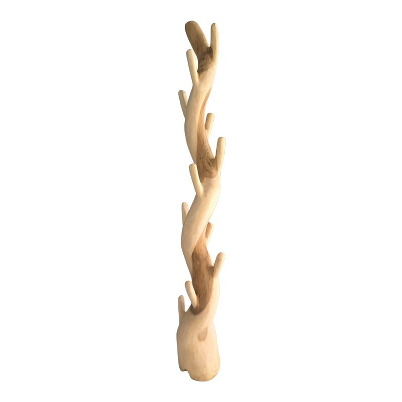 Cuier de podea cu funcție de organizare Renzo, Lemn de Suar, Natur, 30x30x200 cm – Natur