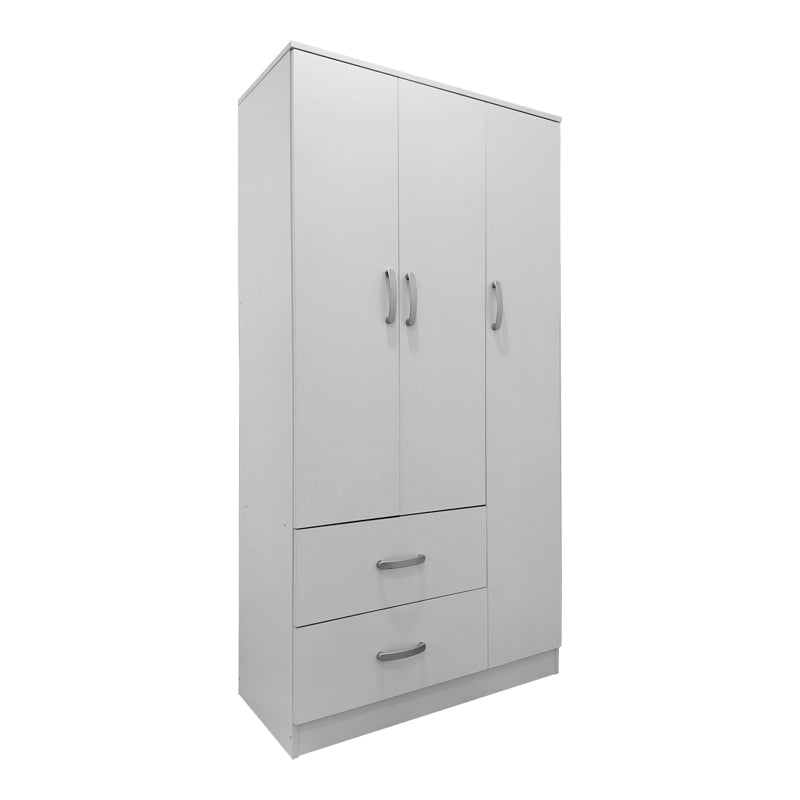 Dulap Athos cu 3 usi si 2 sertare, 90x42x180 cm – Alb