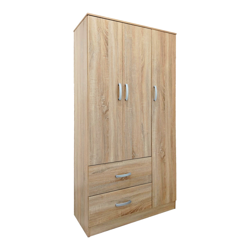 Dulap Athos cu 3 usi si 2 sertare, 90x42x180 cm – Stejar