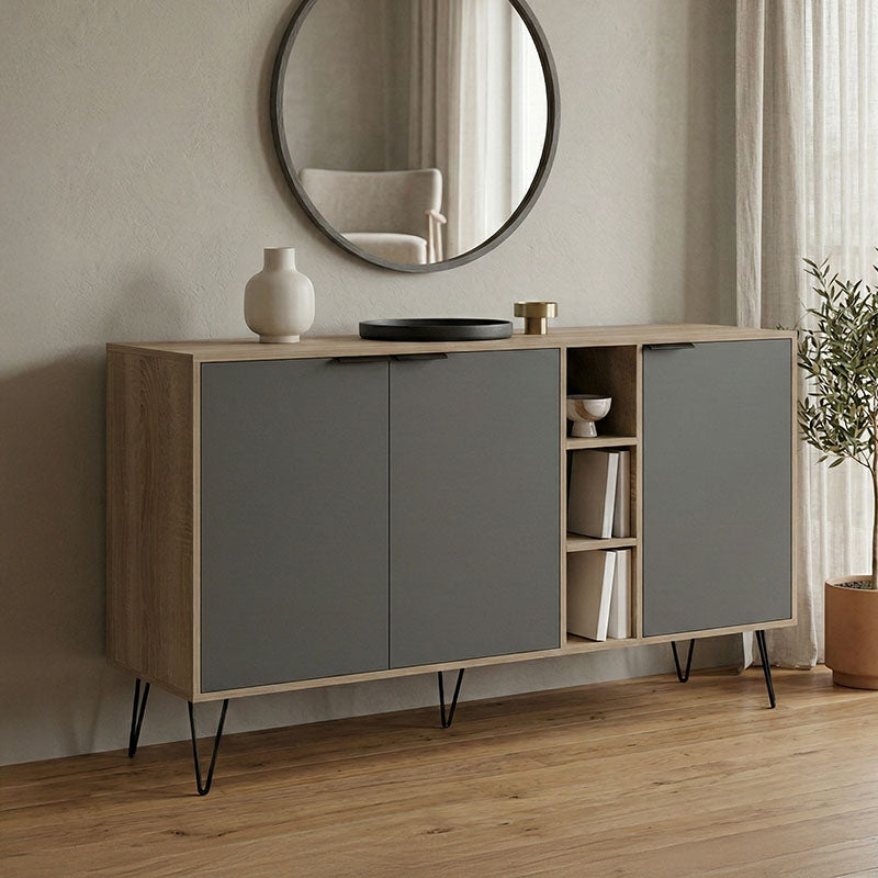 Bufet Balain, Lemn, 142x36x83 cm – Sonoma-Antracit
