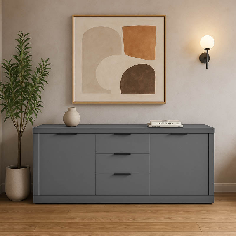Comoda Doha, Lemn, 180x45x80 cm – Gri Comoda Doha, Lemn, 180x45x80 cm – Gri