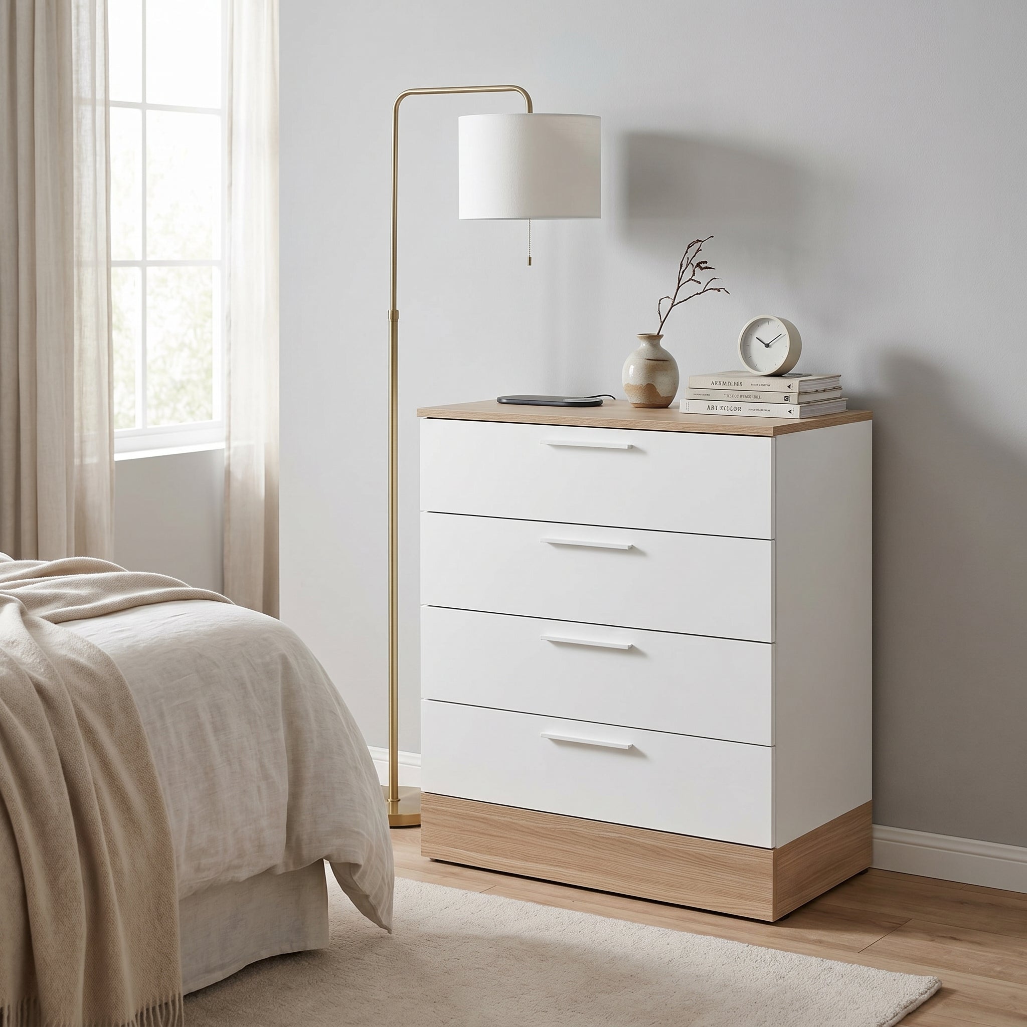 Comoda SFN-840-MB-1 Home Collection® Base, 4 sertare, Crem / Alb, 72x88x40 cm – Alb Comoda SFN-840-MB-1 Home Collection® Base, 4 sertare, Crem / Alb, 72x88x40 cm – Alb