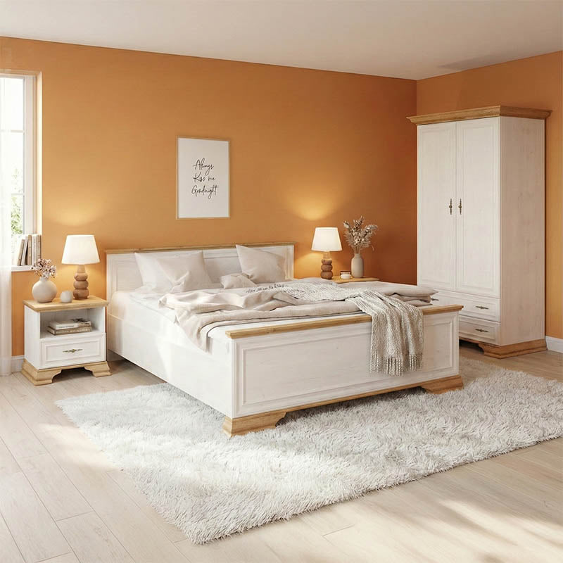 Set Dormitor Jaden cu Pat, Oak-Alb, Lemn, 160×200 cm – Alb Set Dormitor Jaden cu Pat, Oak-Alb, Lemn, 160×200 cm – Alb