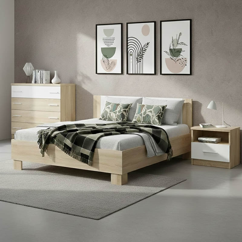 Set dormitor Geneva, Lemn, 160×200 cm – Alb Set dormitor Geneva, Lemn, 160×200 cm – Alb