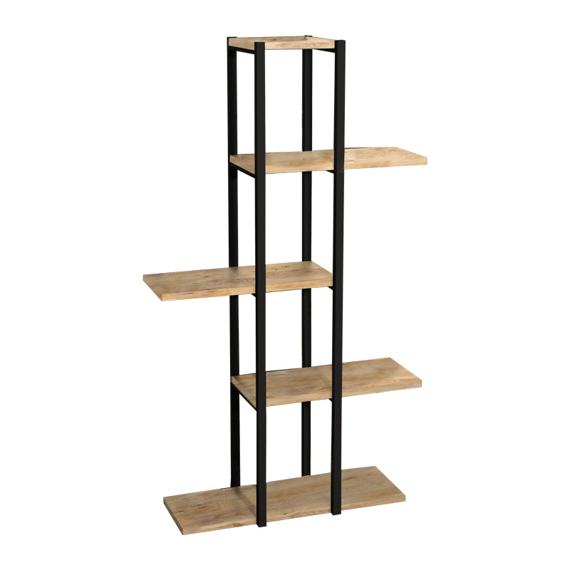 Biblioteca Ploko stejar melamin-negru metalic, 60x24x110 cm – Negru