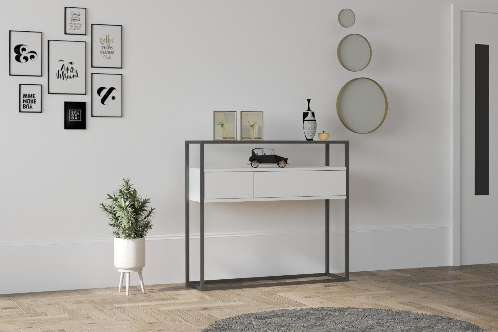 Consola Guarda – White, Alb, 100x29x90 cm – Alb