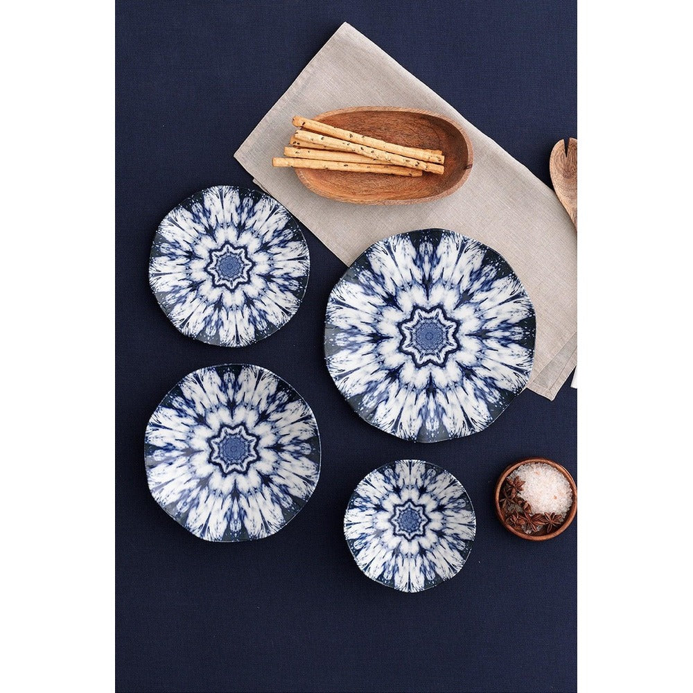 Serviciu de masa, Set 24 piese pentru cina, Portelan, Albastru, 29x28x36 cm – Albastru