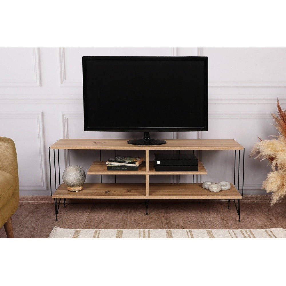 Comoda TV Eze, Crem – Alb – Maro – Gri, 120x45x30 cm – Crem