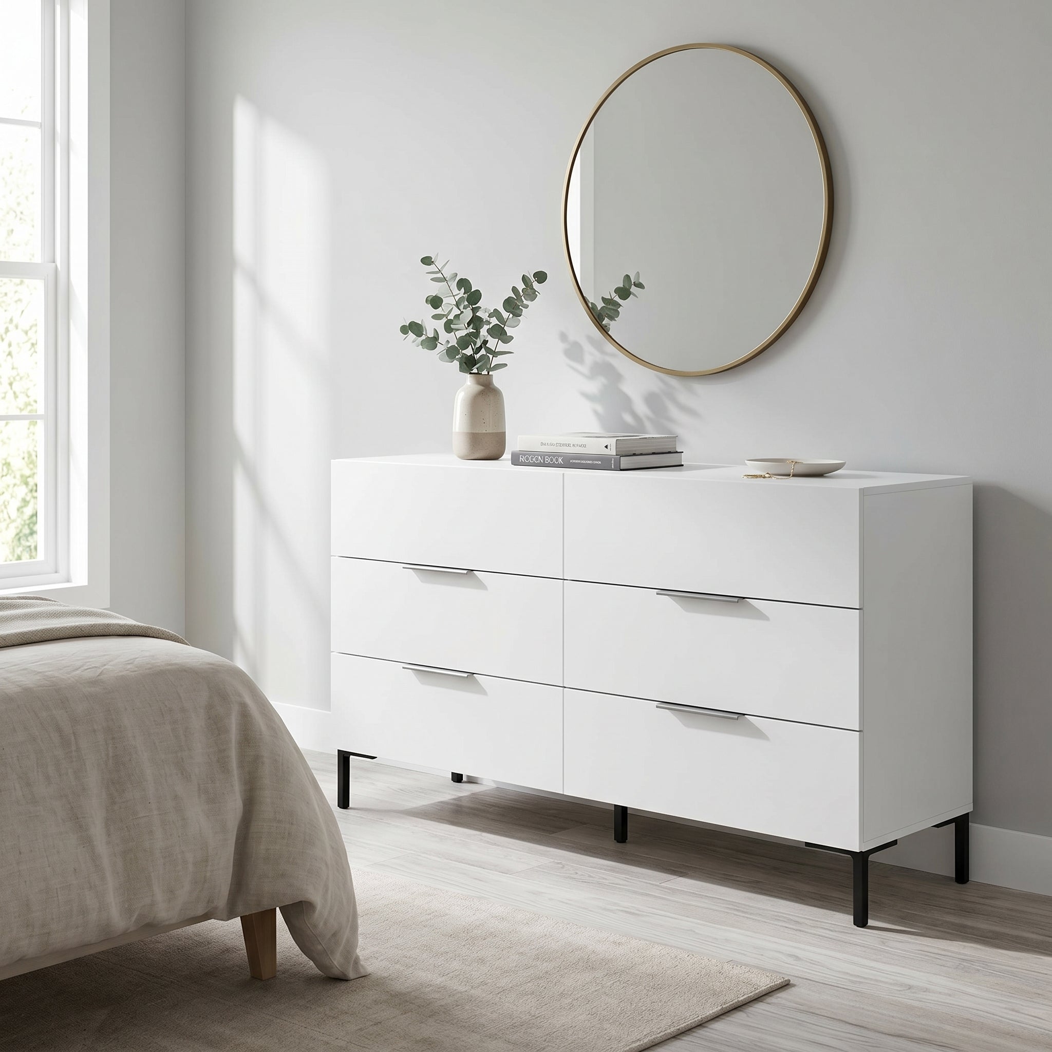 Comoda SFN-1760-DD-1 Home Collection® Oryana, 3 sertare, Alb – Nuc, 140x81x44 cm – Alb Comoda SFN-1760-DD-1 Home Collection® Oryana, 3 sertare, Alb – Nuc, 140x81x44 cm – Alb