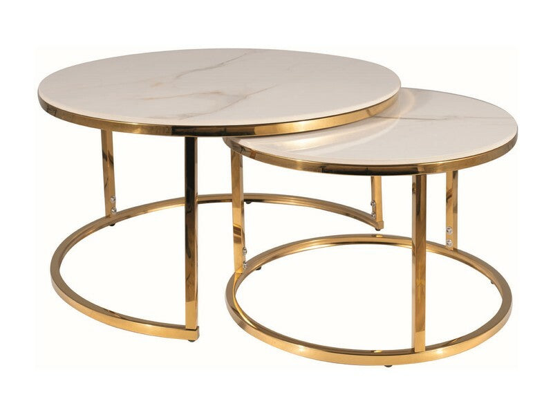 Set 2 masute de cafea ELIASTO Ø45×40/60×45 CM – Gold Set 2 masute de cafea ELIASTO Ø45×40/60×45 CM – Gold