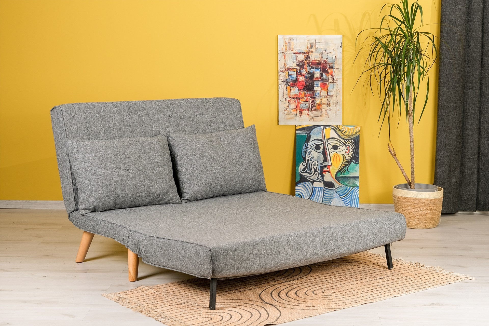 Canapea extensibilă 2 locuri Folde, Diverse culori, 120x80x79 cm – Gri deschis