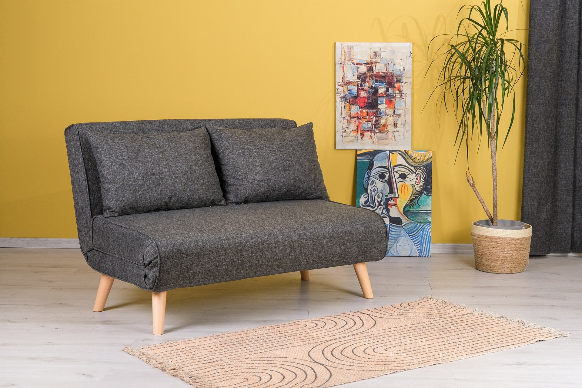 Canapea extensibilă 2 locuri Folde, Diverse culori, 120x80x79 cm – Gri închis