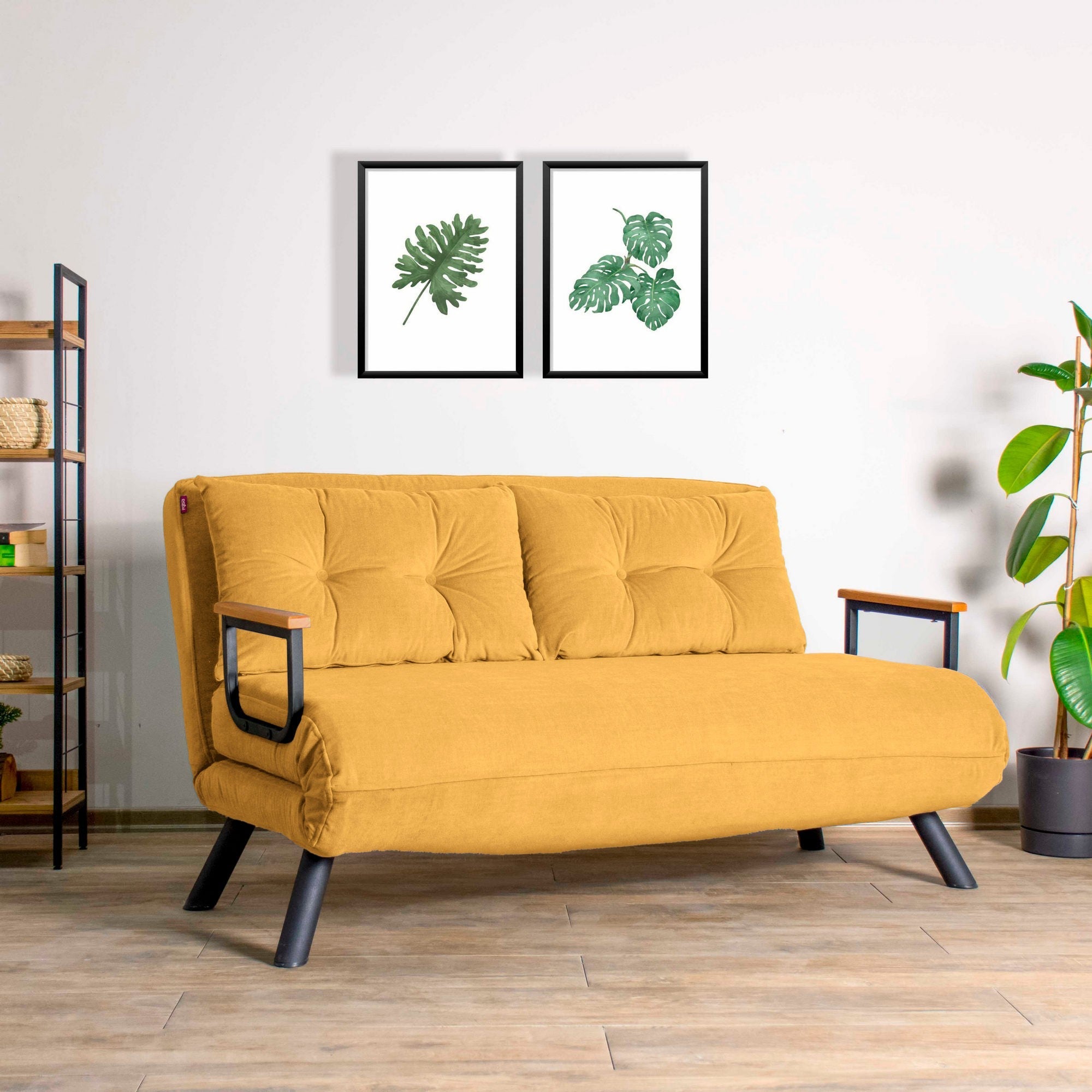 Canapea extensibilă 2 locuri Sando, Diverse culori, 133x50x41 cm – Muștar