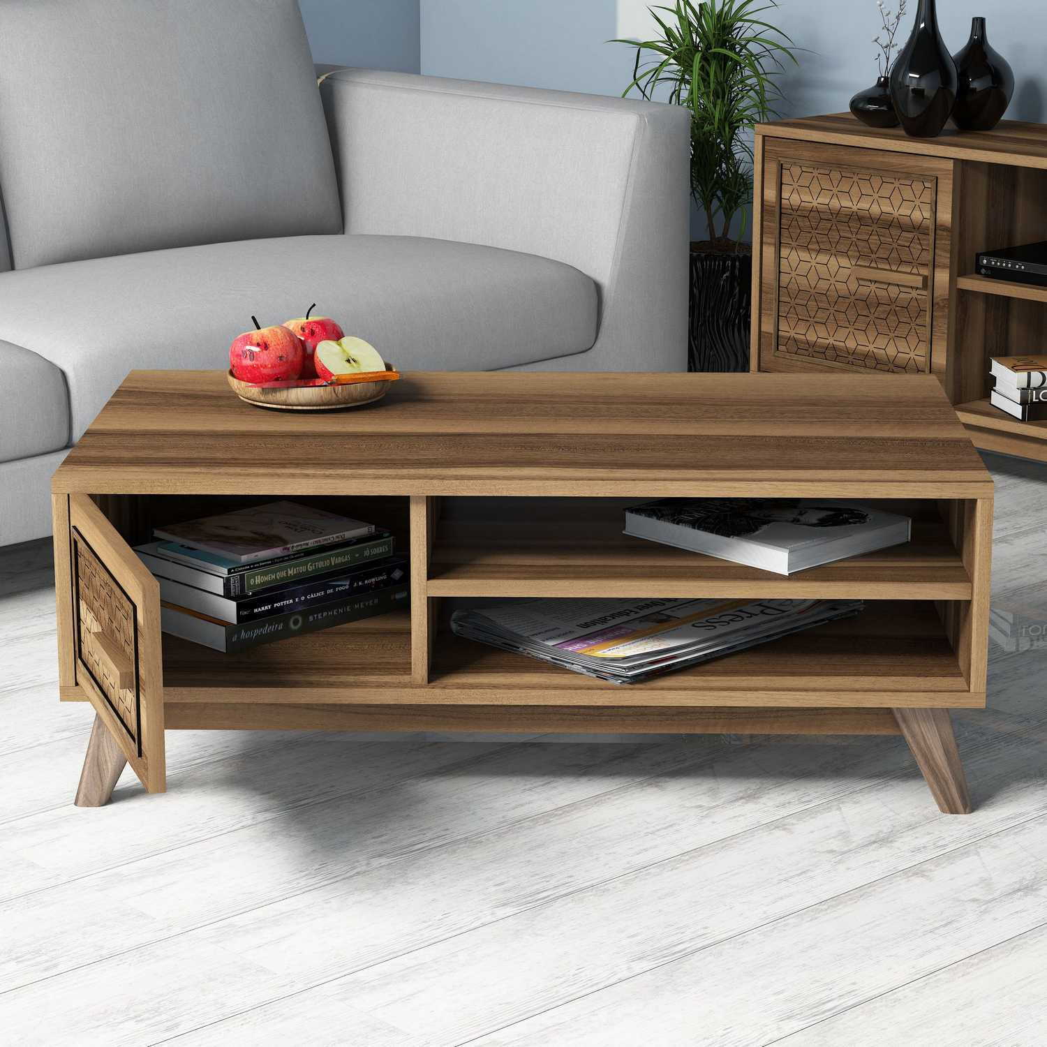 Măsuță de cafea Ayla, Diverse culori, 105x60x38 cm – Nuc