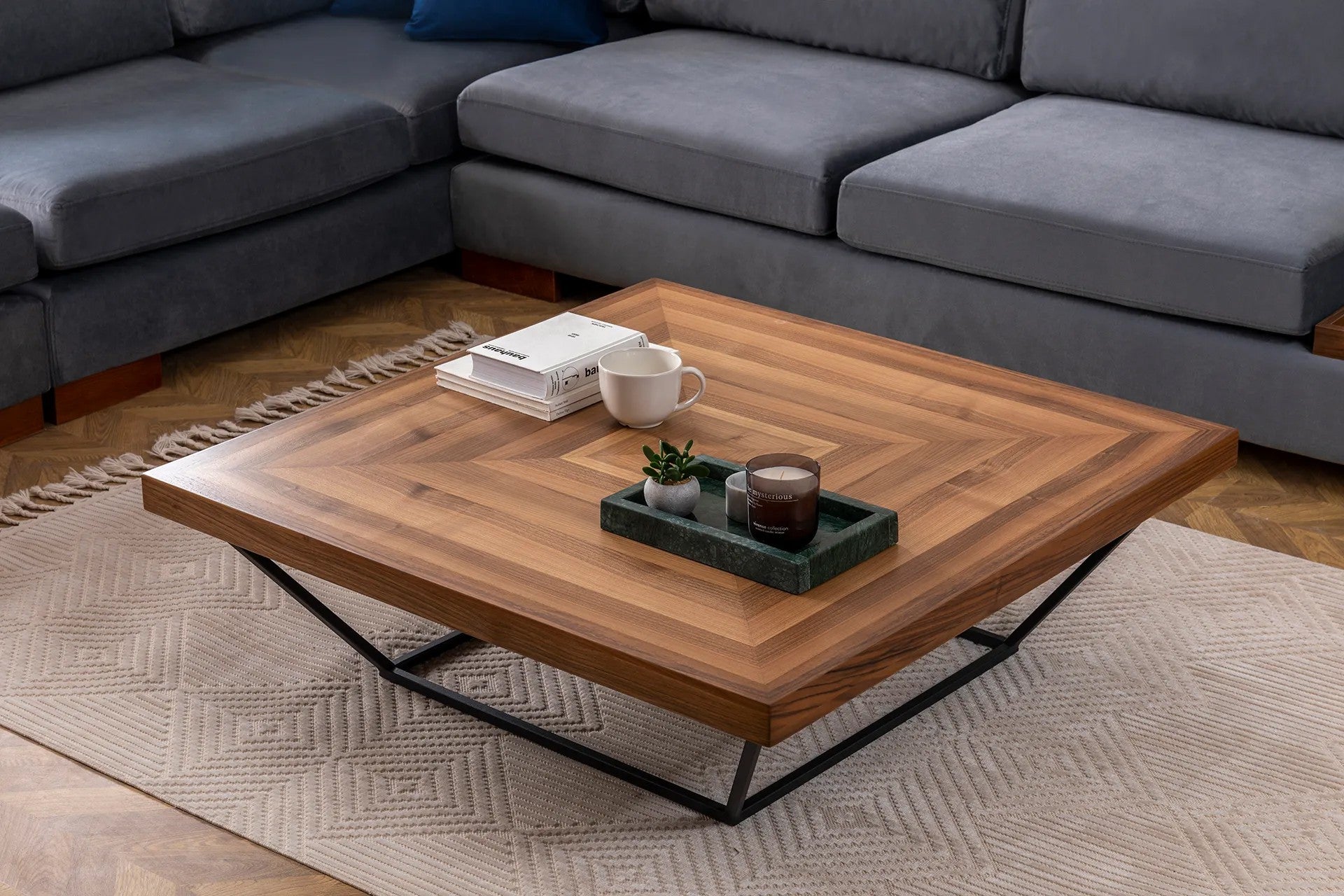 Măsuță de cafea Cora, Nuc, 100x100x32 cm – Nuc