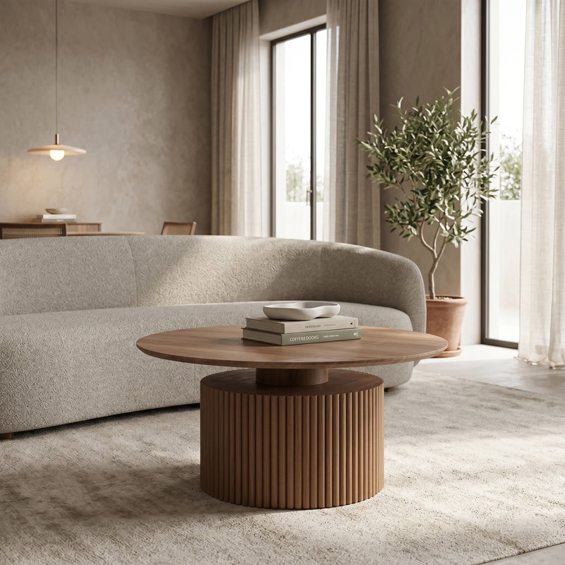 Masuta de cafea Opols, MDF, D90x42 cm – Nuc
