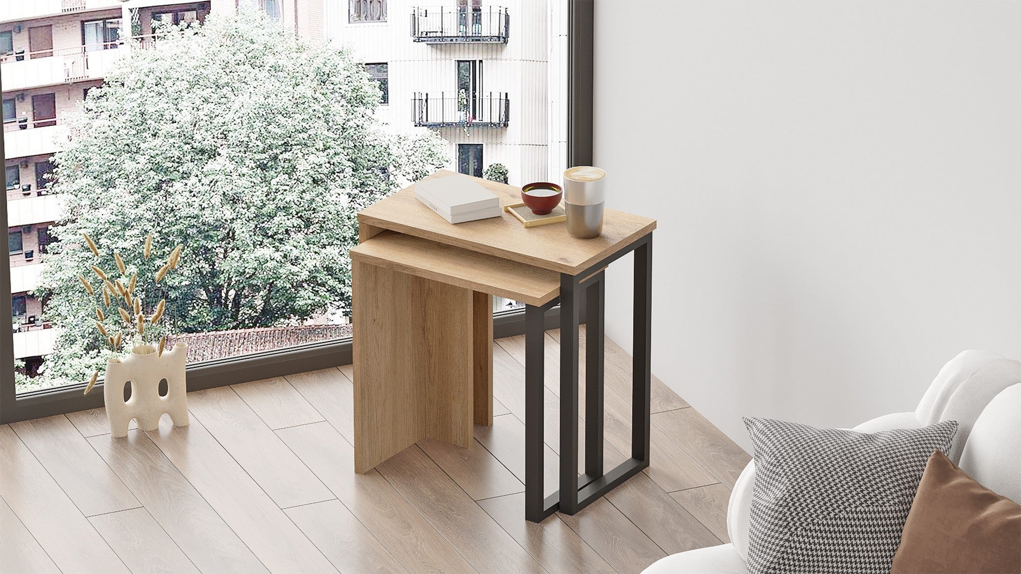 Set 2 măsuțe de cafea On7-S, Nuc, 51x30x53 cm – Nuc Set 2 măsuțe de cafea On7-S, Nuc, 51x30x53 cm – Nuc