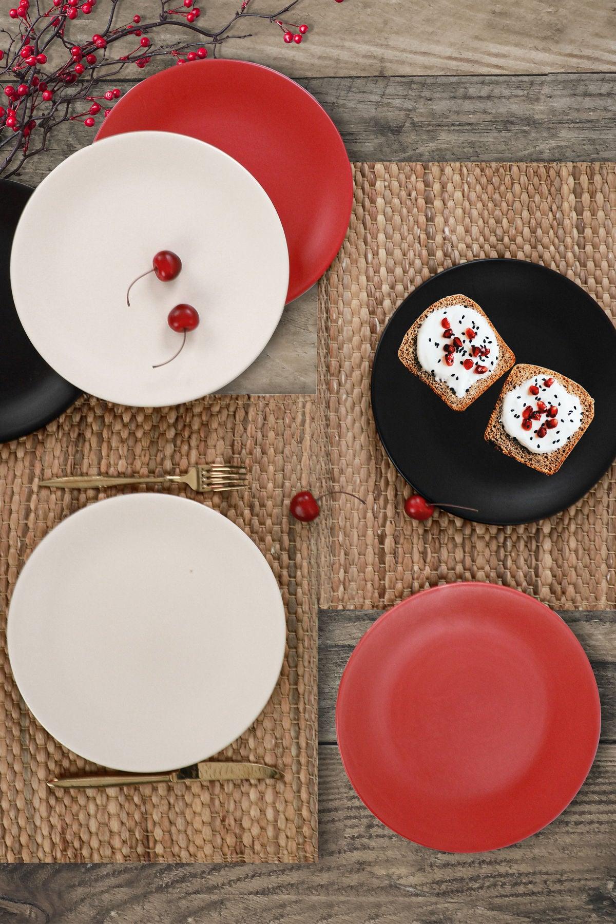 Set 6 Farfurii Uni Primo, Ceramica , Multicolor Mat, 25 cm – Multicolor