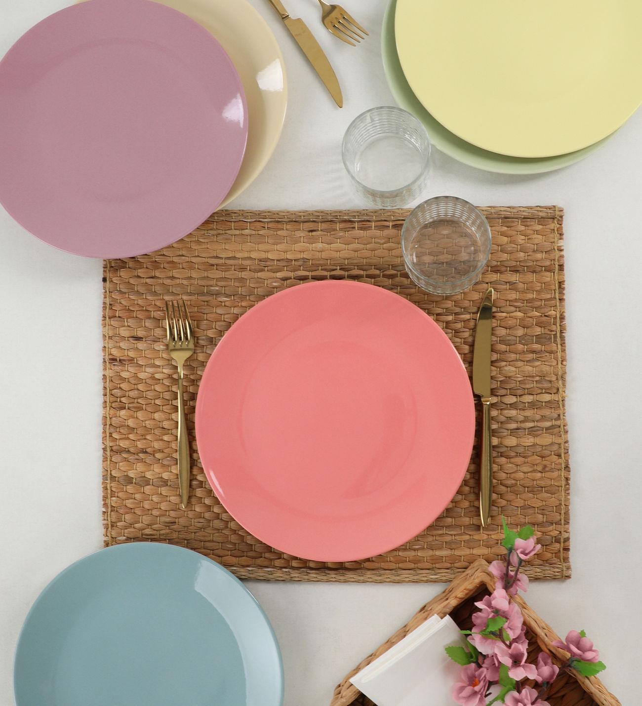 Set 6 Farfurii Uni Rainbow, Ceramica, Multicolor, 25 cm – Multicolor